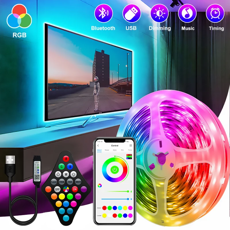 

USB RGB Led Strip Lights Bluetooth APP Control 5050 RGBW Strip Lamp Backlight Tape Ribbon Decor For Room Wall TV