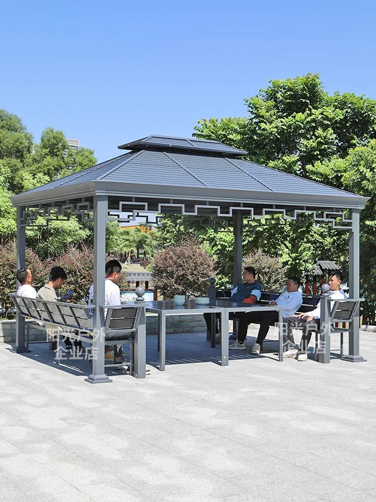 Outdoor awning, courtyard, pavilion, tables and chairs, outdoor leisure tent, aluminum alloy villa balcony, Chinese style