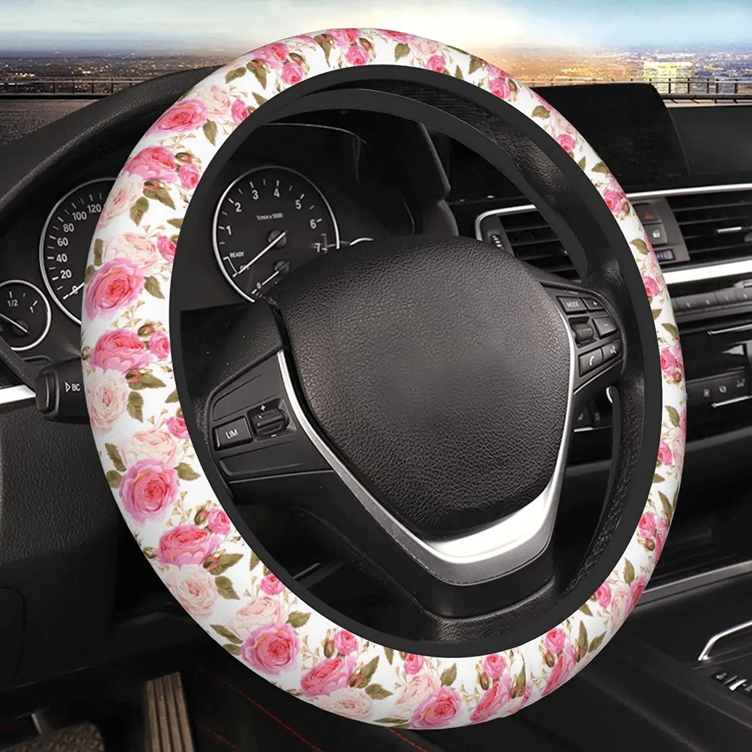 Coprivolante con rosa inglesi fiori romantico bellissimo diseño rosa verde bianco coprivolante universal da 15 pollici