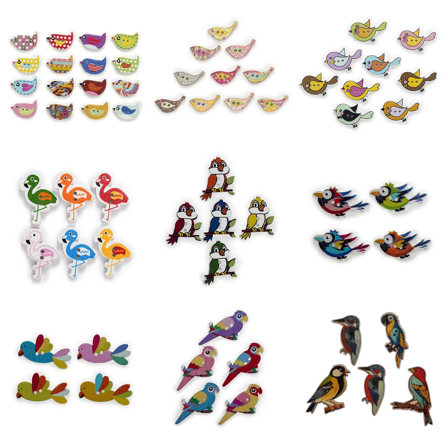 30pcs Cartoon Variety Bird Opt Wood Button Sewing Scrapbooking Clothing Headwear Handmade Crafts Home Decor Accessories DIY