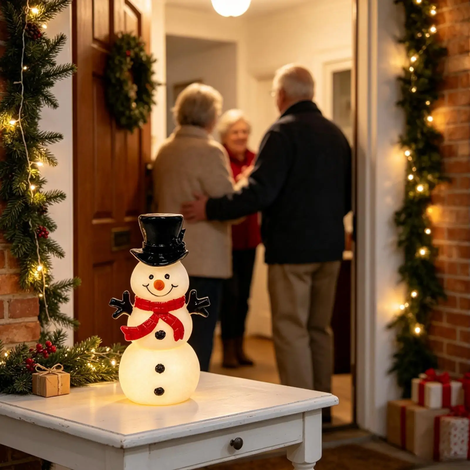 Snowman Night Lights Resin Farmhouse Handcrafted Snowman Lamp Christmas Decor Night Lights For Bedroom Kitchen LivingRoom