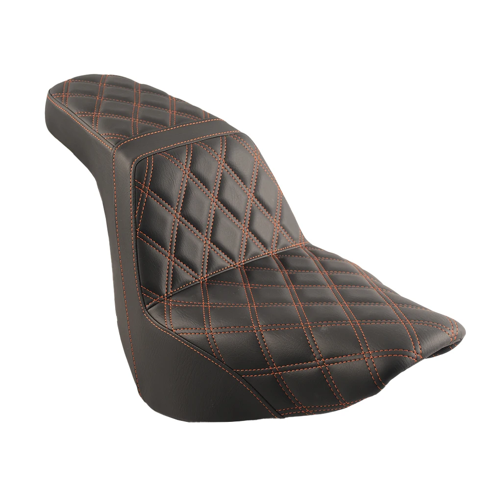 

Motorcycle Custom World Step up Seat Diamond Gel Red Orange Stitch for Softail 18+ FXLR FXLRS FXLRST FLSB Retrofit/Upgrade