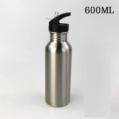 Blank 600ML Metal Bottle for Sublimation Stainless Steel Food Safety Cup with Straw Tube Gift Sports Outdoor