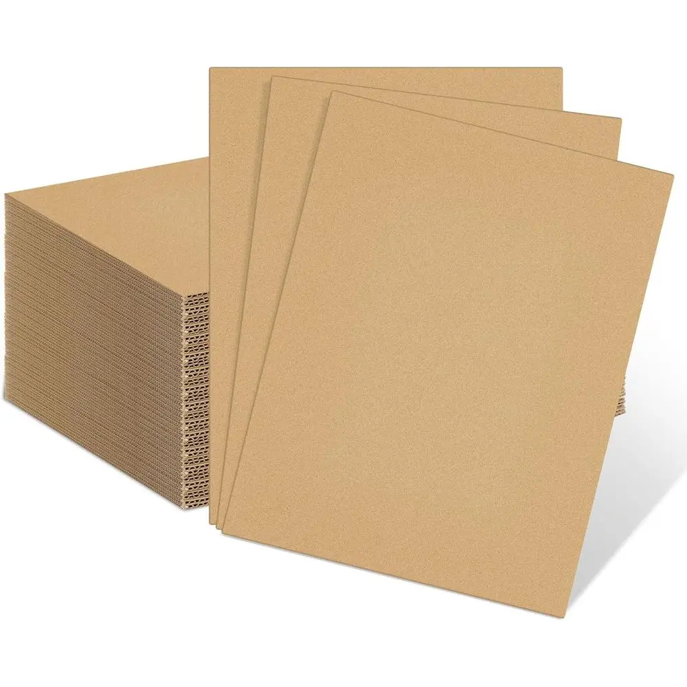 

60 Pack 11 x 8.5 Corrugated Cardboard Sheets - Square Inserts for Packaging, Shipping, and Mailing (Brown)