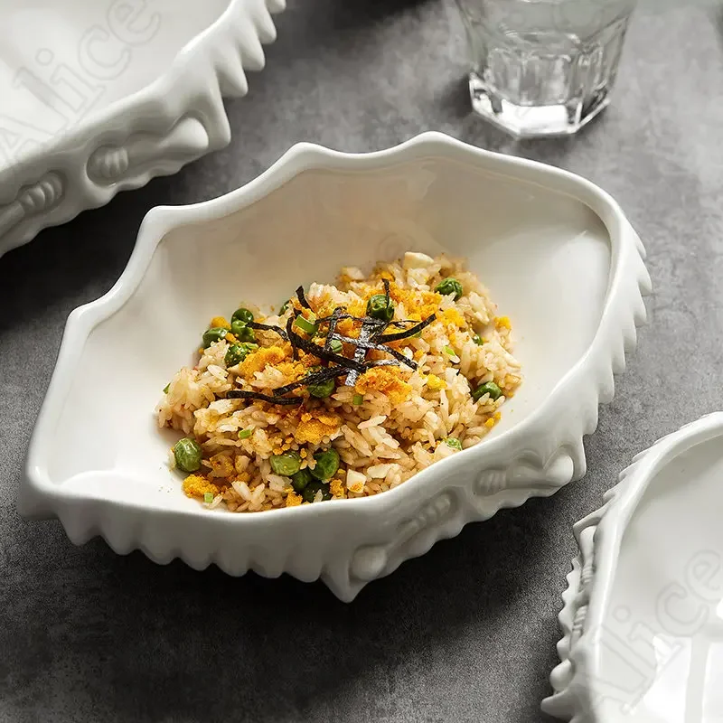 Platos creativos de cerámica con forma de cangrejo para cena, cuencos para sopa, textura en relieve para restaurante, plato de p