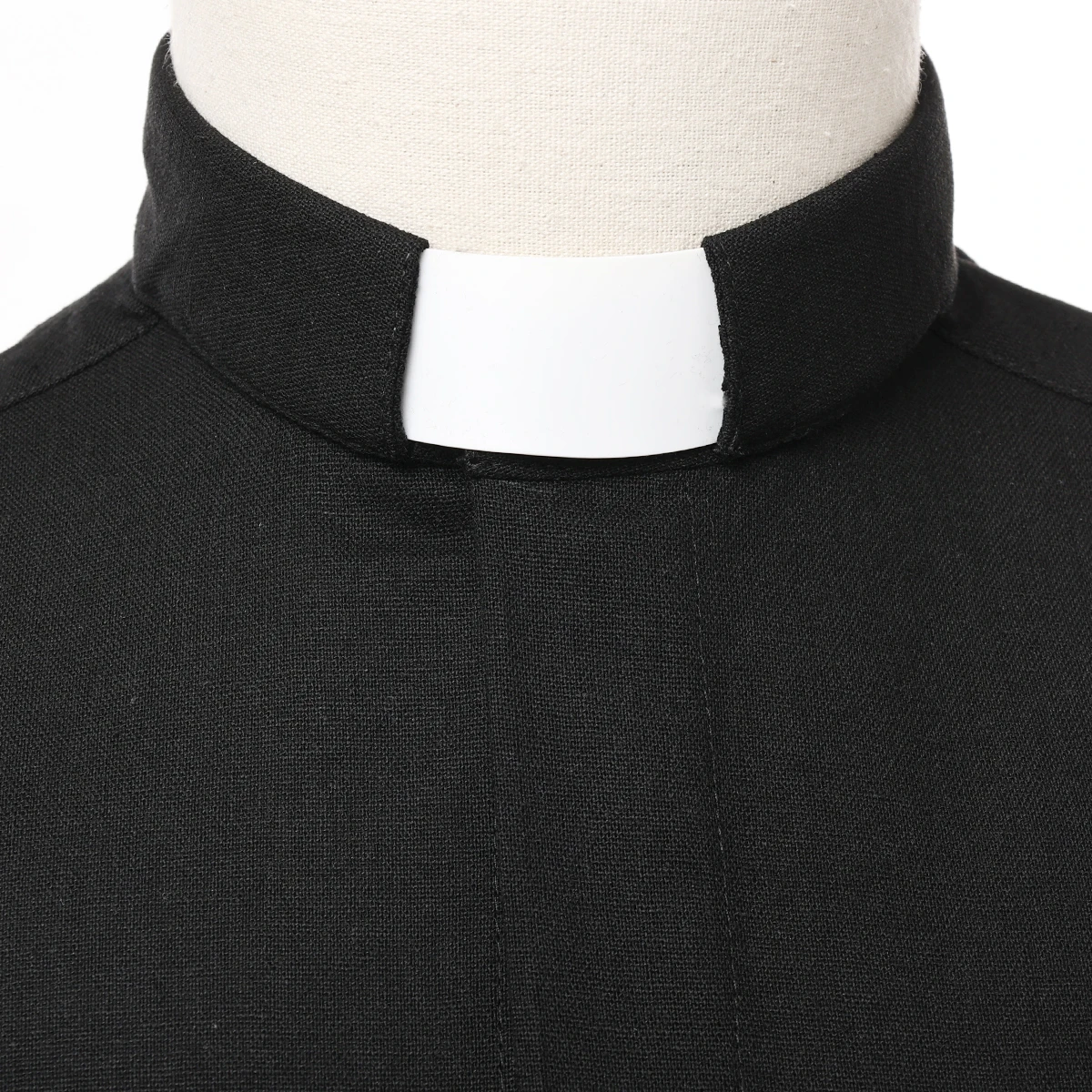 Camisa de sacerdote para hombre, traje de Iglesia Católica negra, cuello de lengüeta, Tops de Pastor