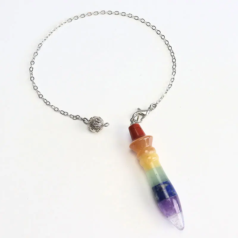 Natural Stone Pendant Crystal Pendulums for Divination Dowsing 7 Chakra Healing Crystals Pendulum Semi Precious Pendulos X049