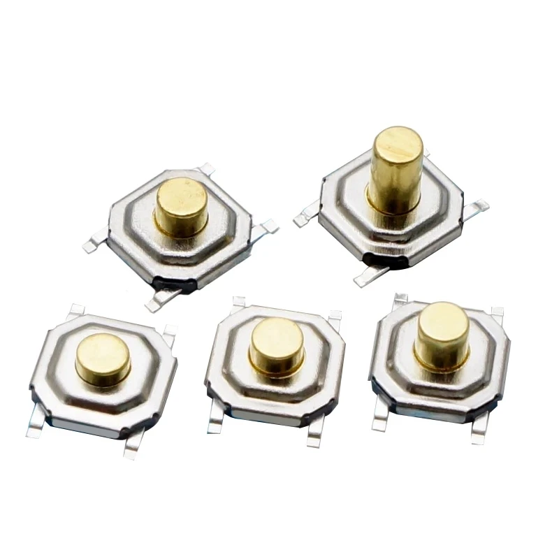 50PCS 4x4mm Height From 1.5mm To 4.3mm Momentary Metal Tact Push Button Switch SMT 4PIN Key Button