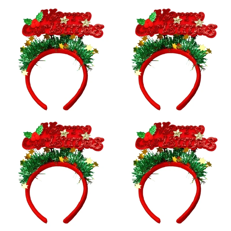 4Pcs Christmas Letter Headbands Set Christmas Themed Letters Headbands for Girl Festival Hair Hoop Collection DropShip