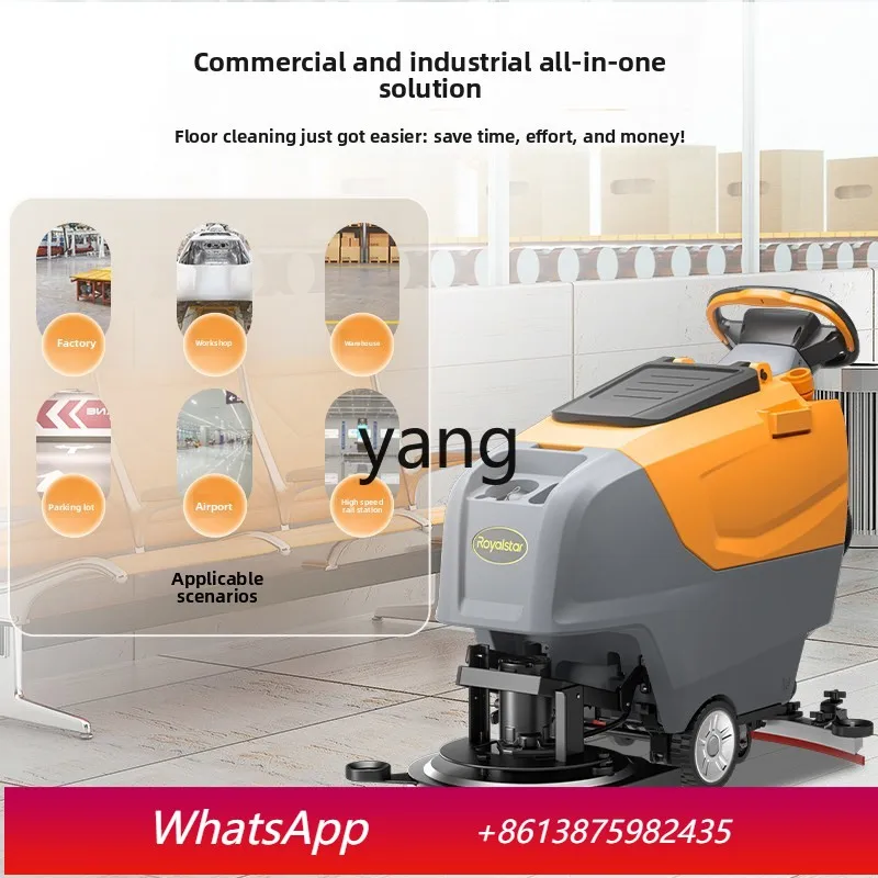 cQ industrial floor scrubber sweeping suction integrated hand push commercial factory workshop shopping mall electric sweeper