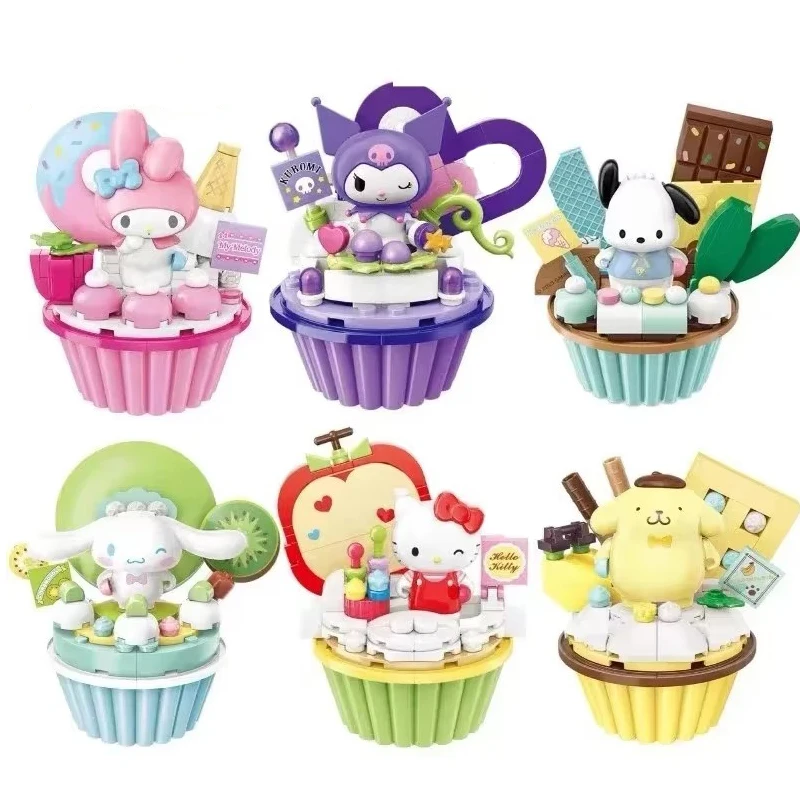 Sanrio Building Blocks Hello Kitty Kuromi Pochacco Cake Keeppley Assembly Cinnamoroll Brick Figure Toys for Christmas Gifts