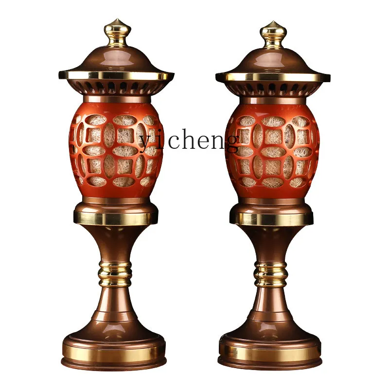 AB  Pure Copper Buddhist Offering Set for Home Use, Complete Set with Water Offering Cup, Incense Burner, and Vase