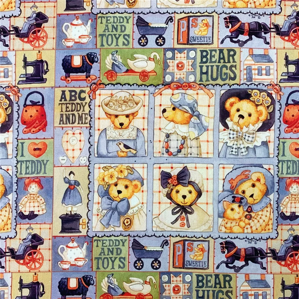 Teddy bear Plain cotton fabric  for Sewing Quilting Accessories DIY Boy shirt pants Bed Sheet Pillowcase Patchwork Material