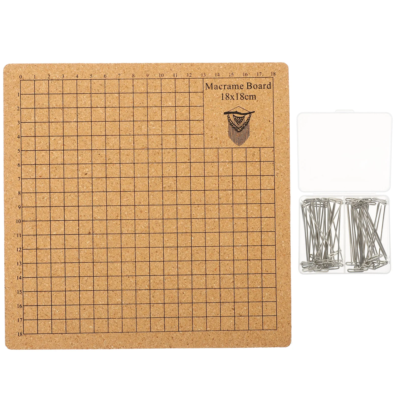 

1Set Cork Macrame Board Knotting Craft Board Strong Stainless Steel T Pins for Measuring Bracelet Project Jewelry Fabric