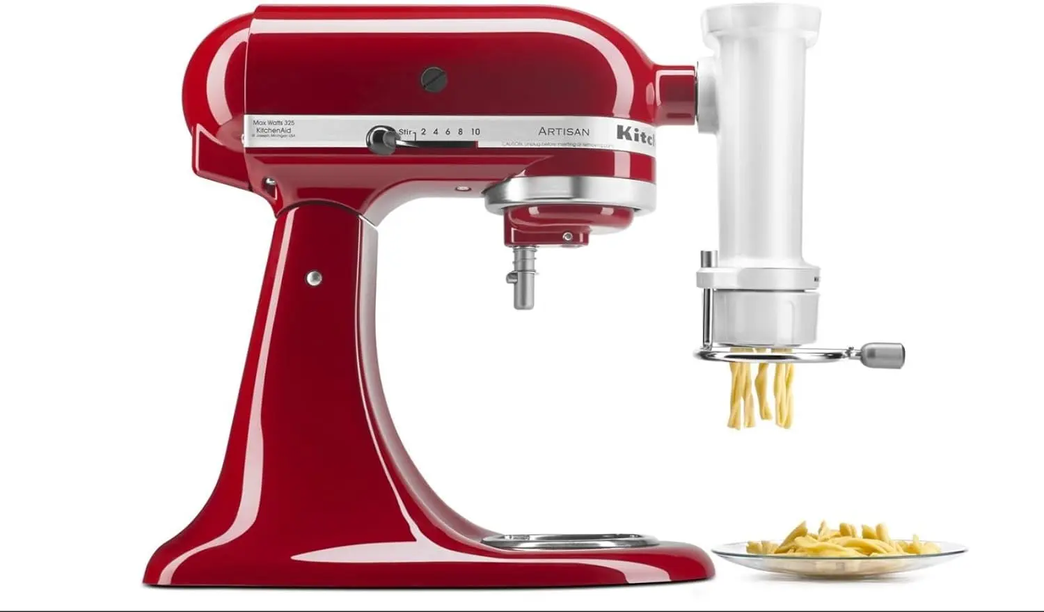

Gourmet Pasta Press Attachment with 6 Interchangeable Plates for Stand Mixers, White