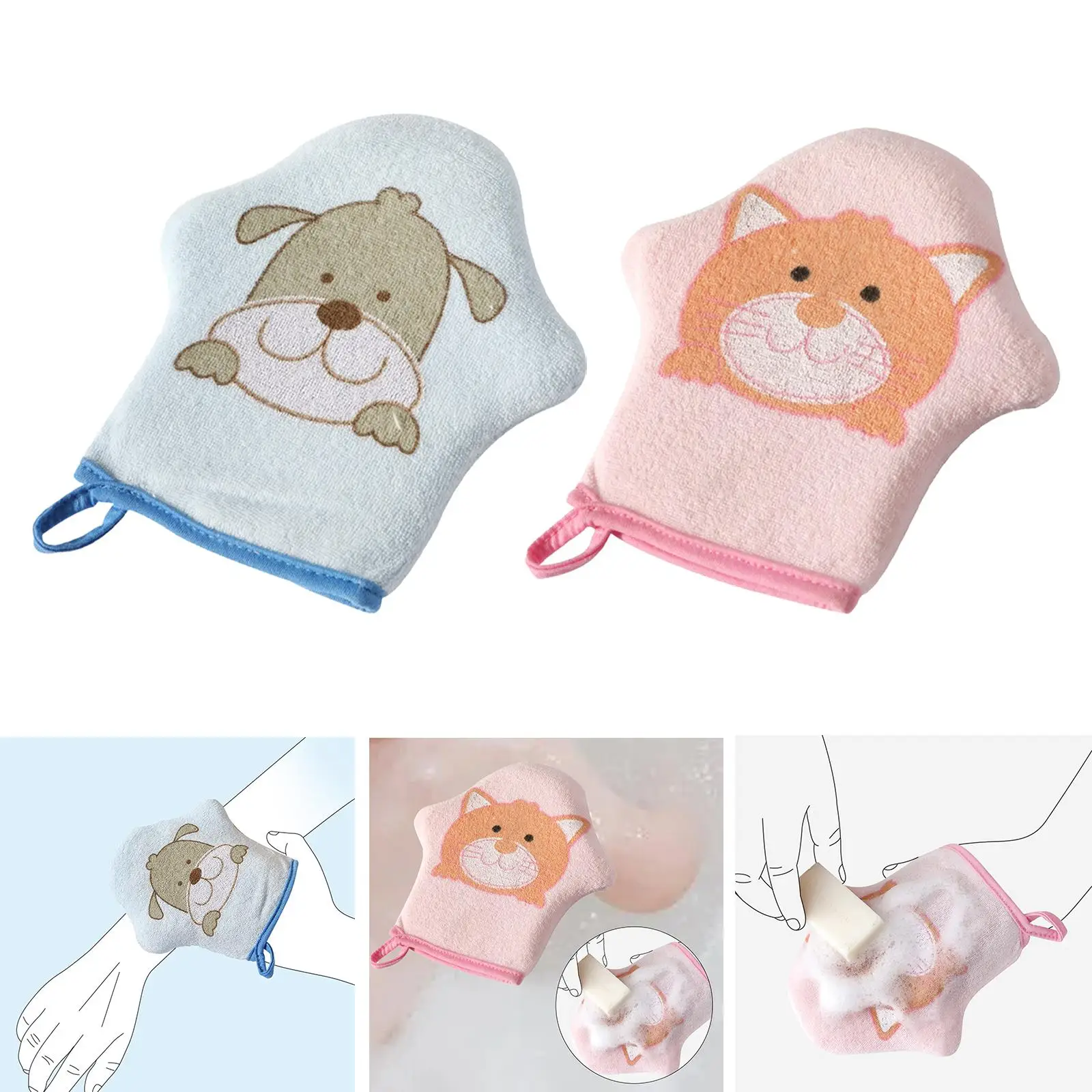 Serviette de bain en forme d'animal de dessin animé pour bébé, gant de toilette pour nouveau-né et enfant en bas âge