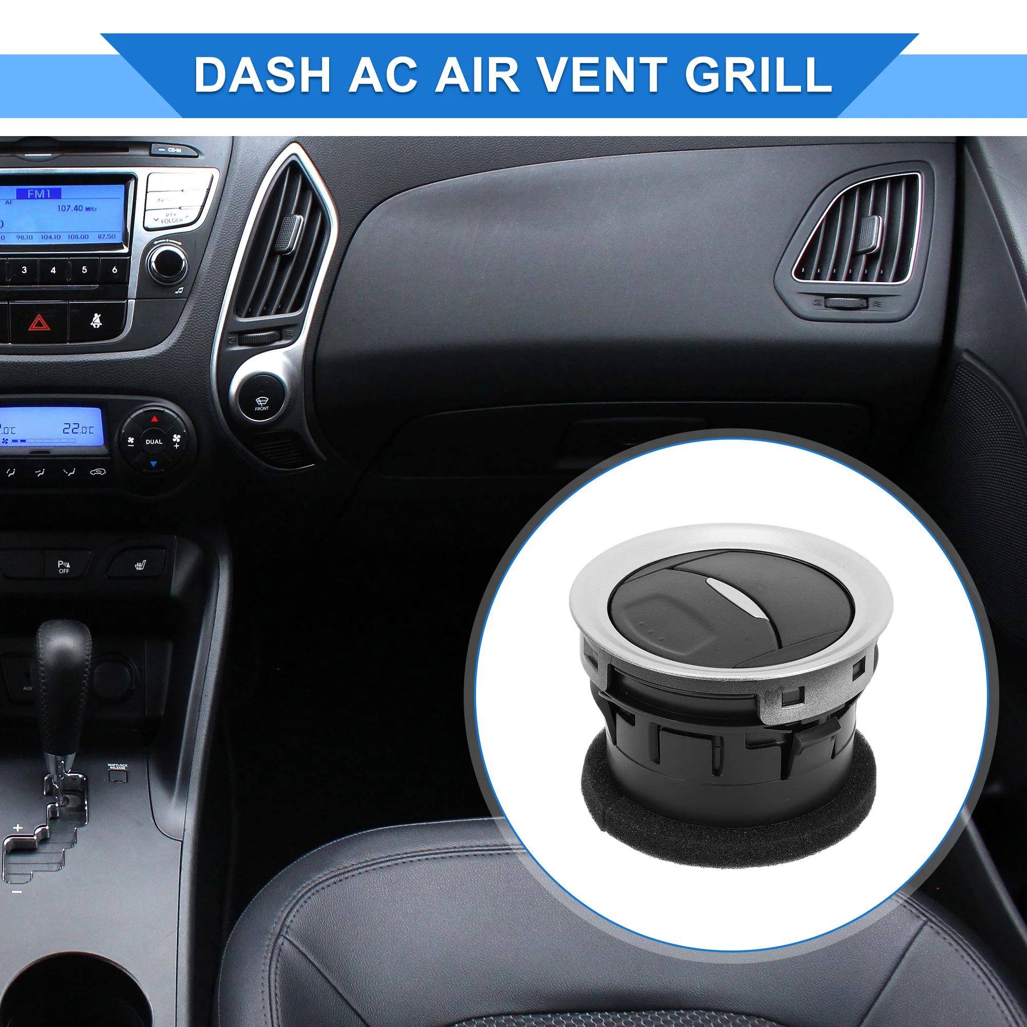 UXCELL Center Dash A/C Outlet Compatible for Ford Fiesta 2013-2016 Air Vent Panel 2 Pcs