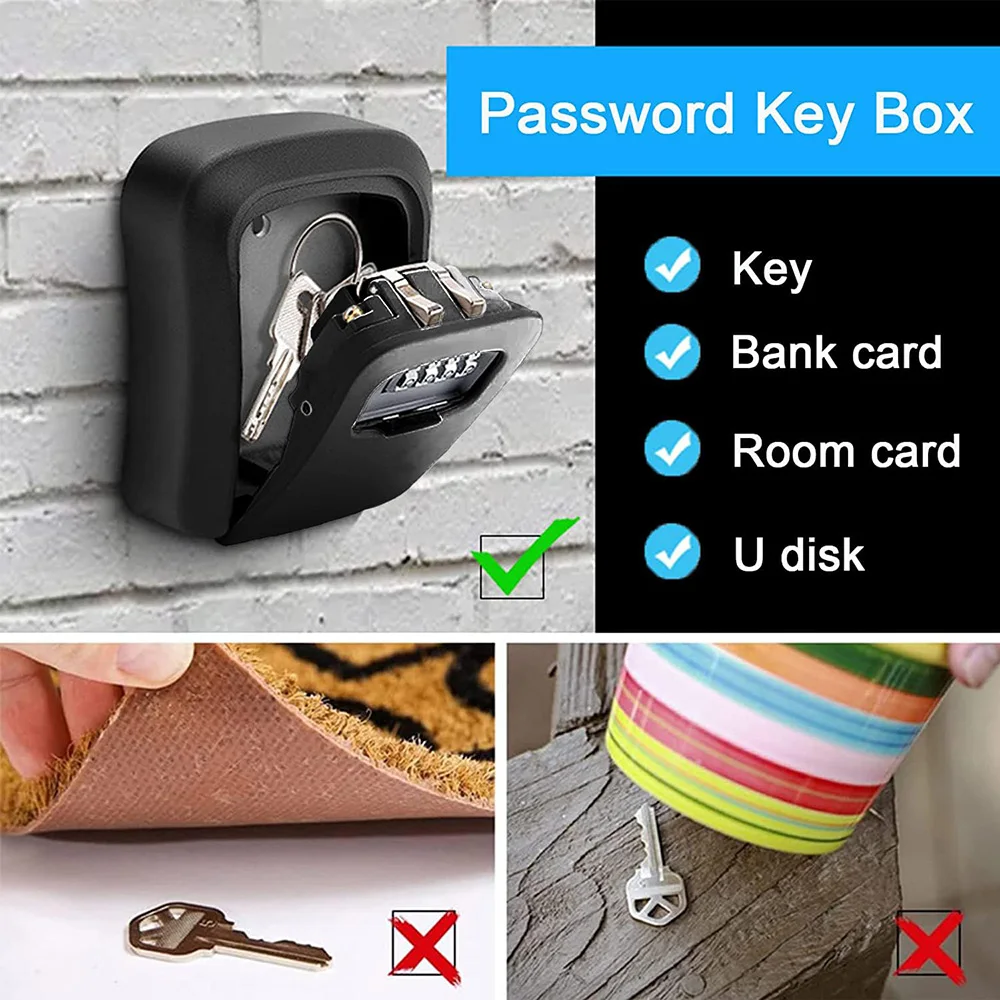 Key Lock Box for Outside Sturdy and Durable Lock Box for House Lockbox for Spare KeyLockbox with Resettable Code for Home Garage