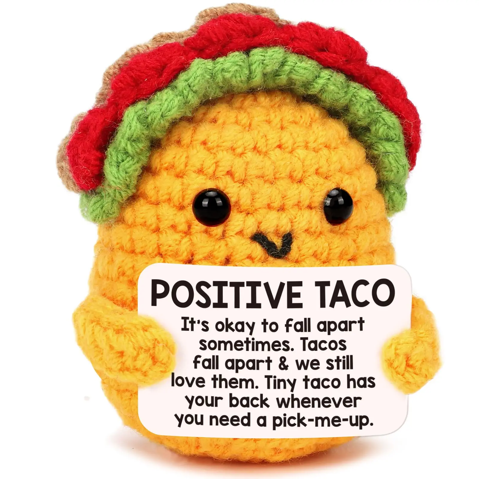 Regalos de cumpleaños de Navidad de Taco de ganchillo positivo, escritorio de regalo de relajación decoración de otoño para el hogar soporte inspirador emocional