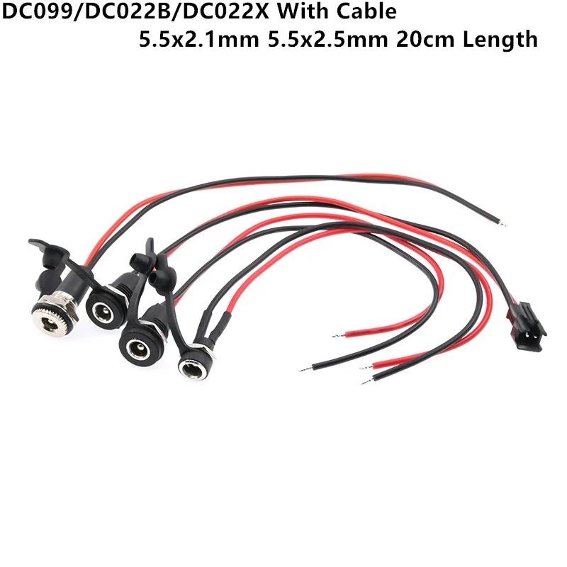 5.5X2.1mm 5.5*2.5mm gniazdo żeńskie gniazdo DC Panel zasilania mocowanie lutu złącze z kablem 20CM 5.5*2.1 DC-022B DC-022X DC-099
