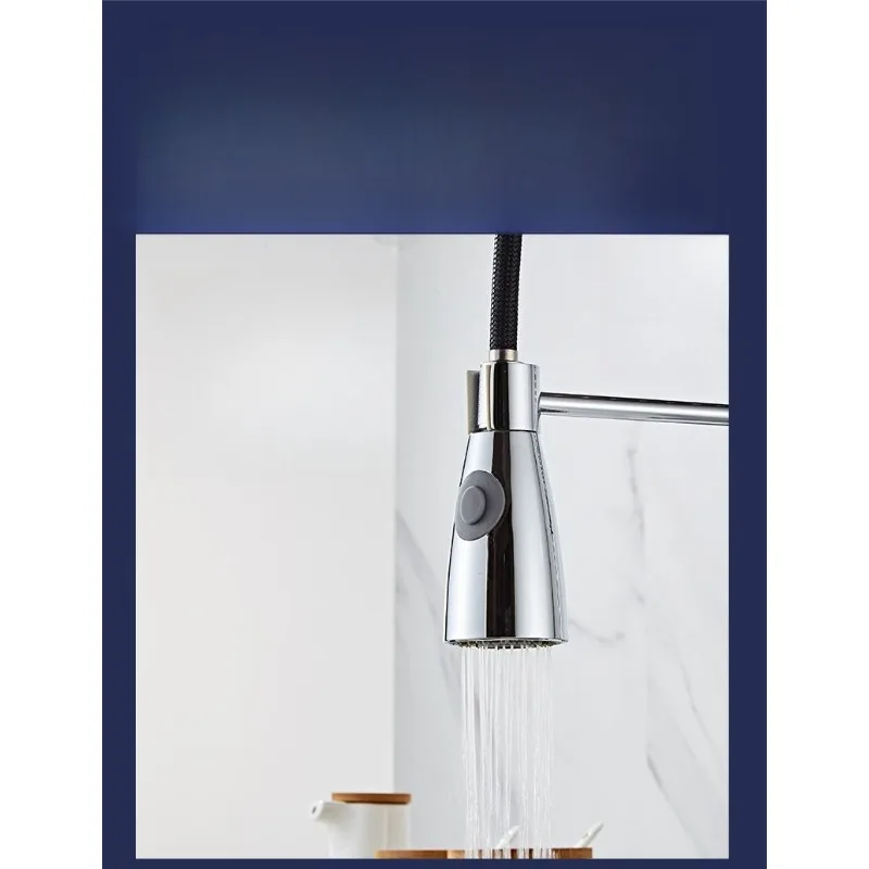 Hot and Cold Spring Kitchen Pull-out Faucet, Seated Clean Faucet, Vegetable Washing Basin Mixing Faucet