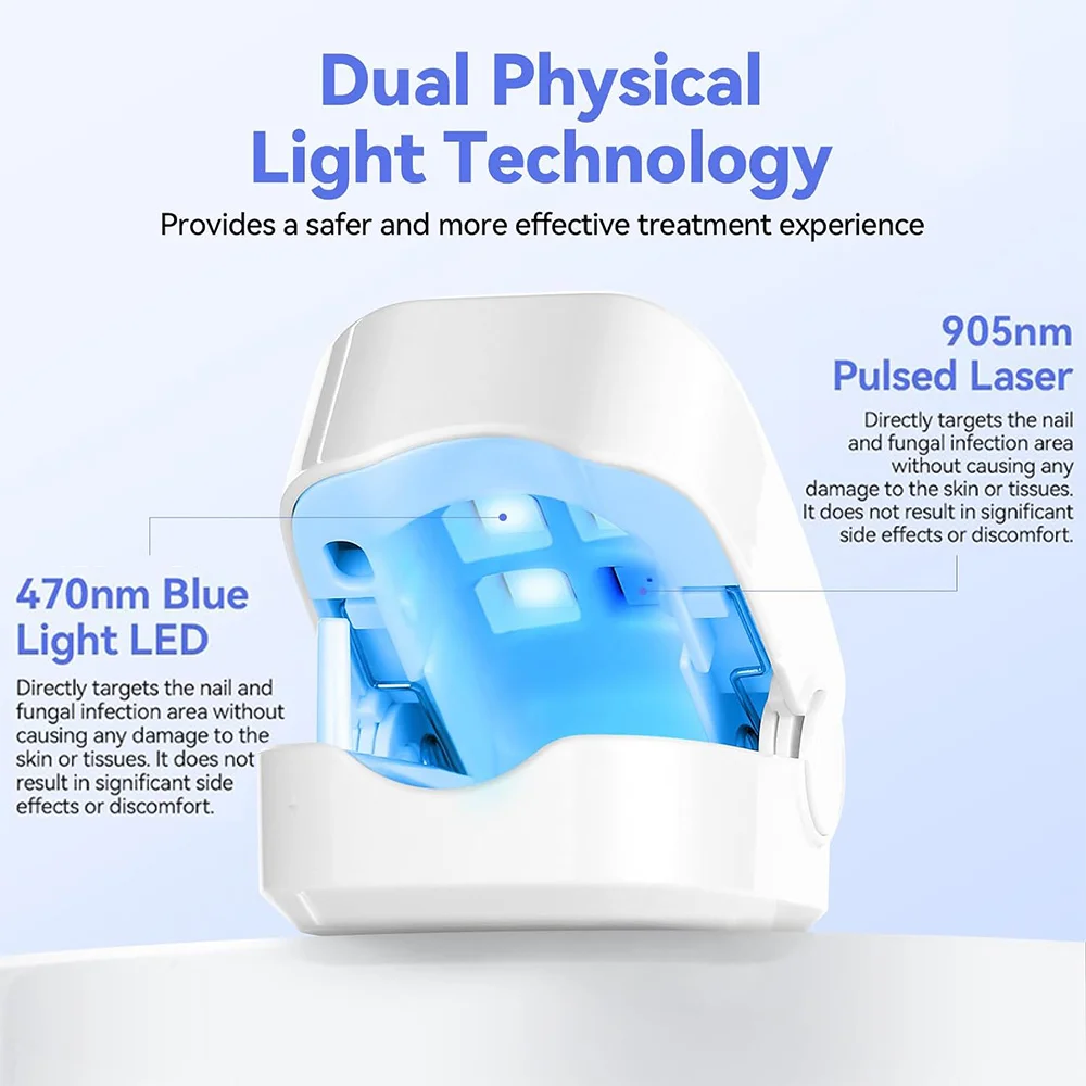 أداة مساعدة الأظافر الرمادية المحمولة ، جهاز ليزر لتنظيف الفطريات بالأشعة تحت البنفسجية احترافي للأظافر ، مصباح علاج ضوئي ، شحن من النوع C ، بالجملة