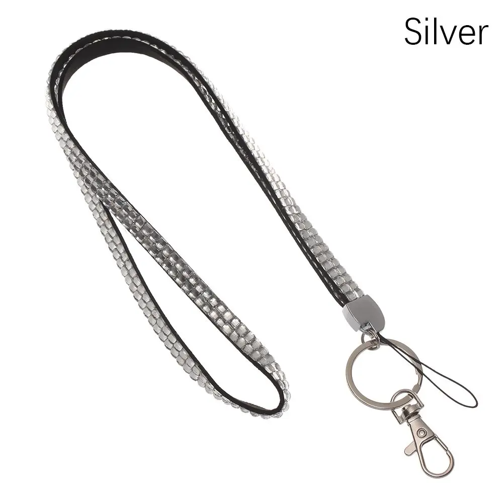 

1pc Badges Card Holder Rhinestone Retractable Neck Strap Necklace Lanyard Hanging Rope