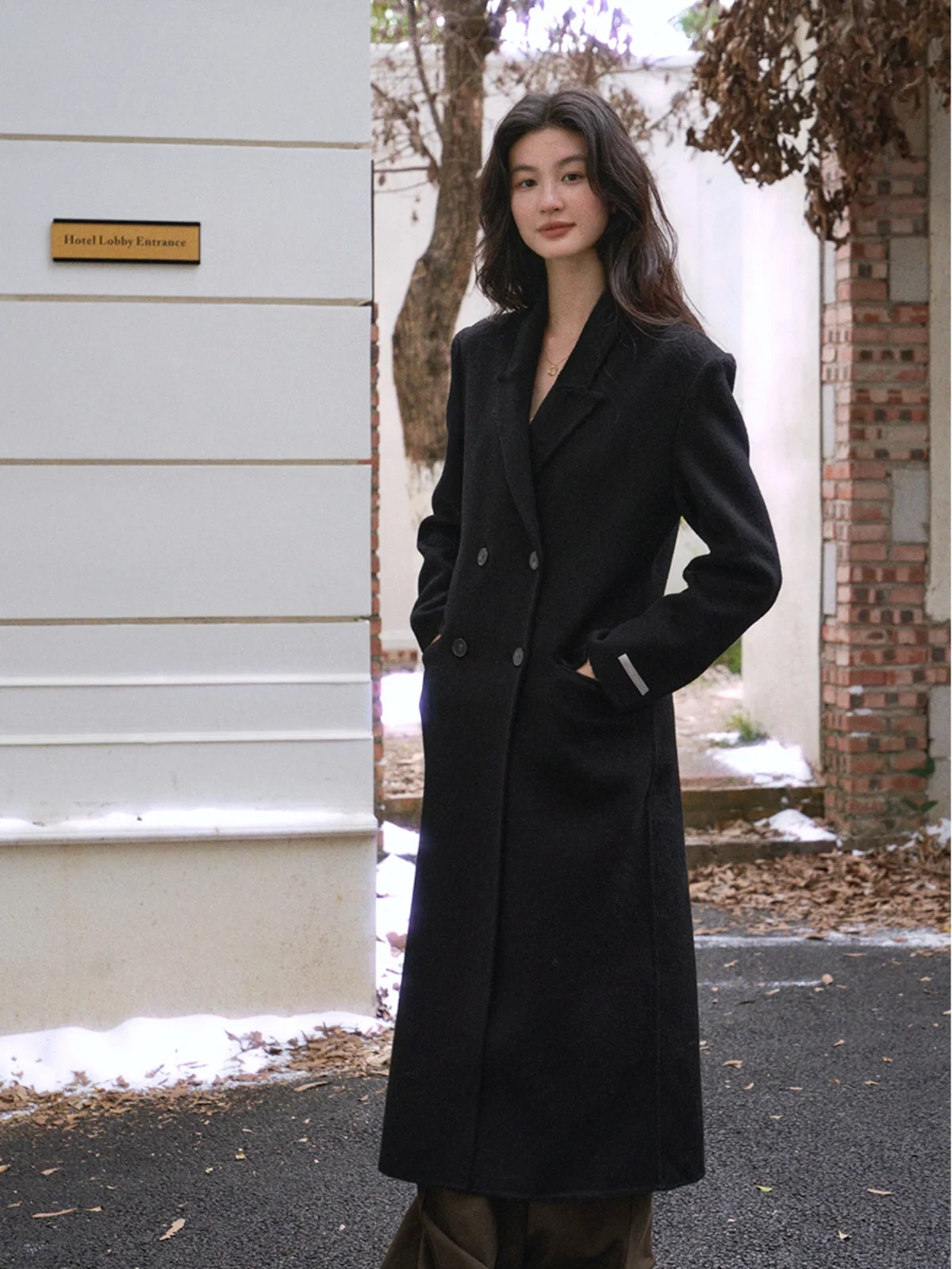 

Eryang Design Huai'an Commuter Full Wool Double-Faced Tweed Slim Long Coat Women's Outerwear Briti Sle Tailoring