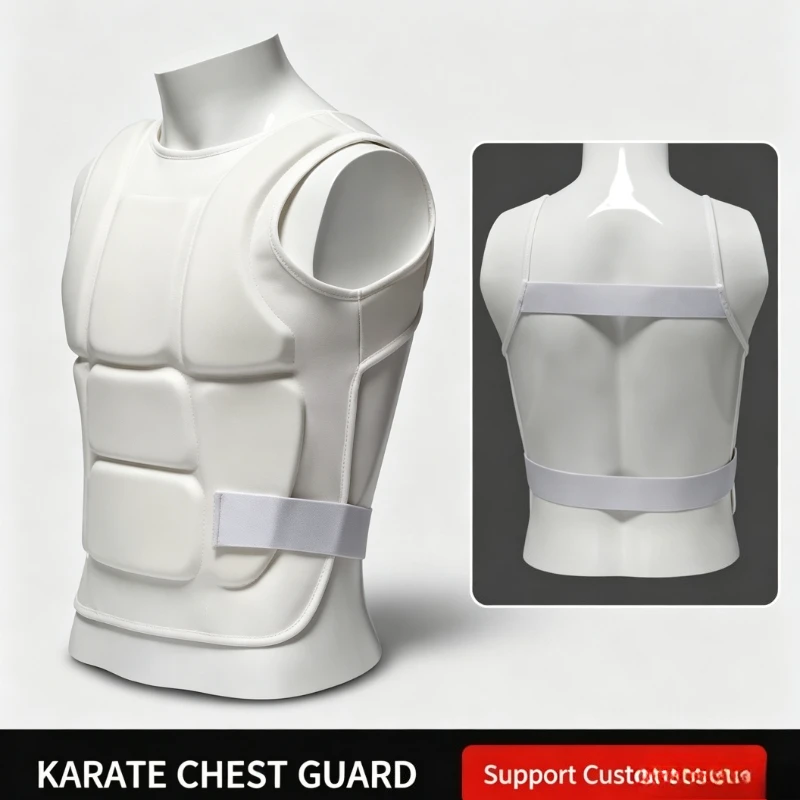 Karate Chest Guard Adjustable Breathable Body Protector with EPE Foam Padding for Martial Arts Sparring Training Adult Youth