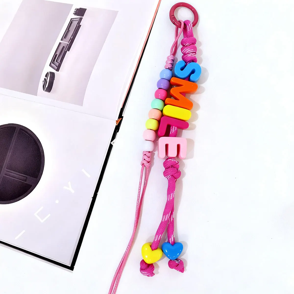 Personalized Colorful Braided Beaded Acrylic Letter Keychain