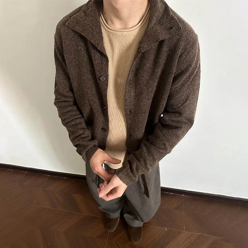 

Autumn Men's Solid Color Cardigan Long-Sleeved Sweater Japanese Retro Fashion Trend Street Loose Casual Niche Men's Tops 2025
