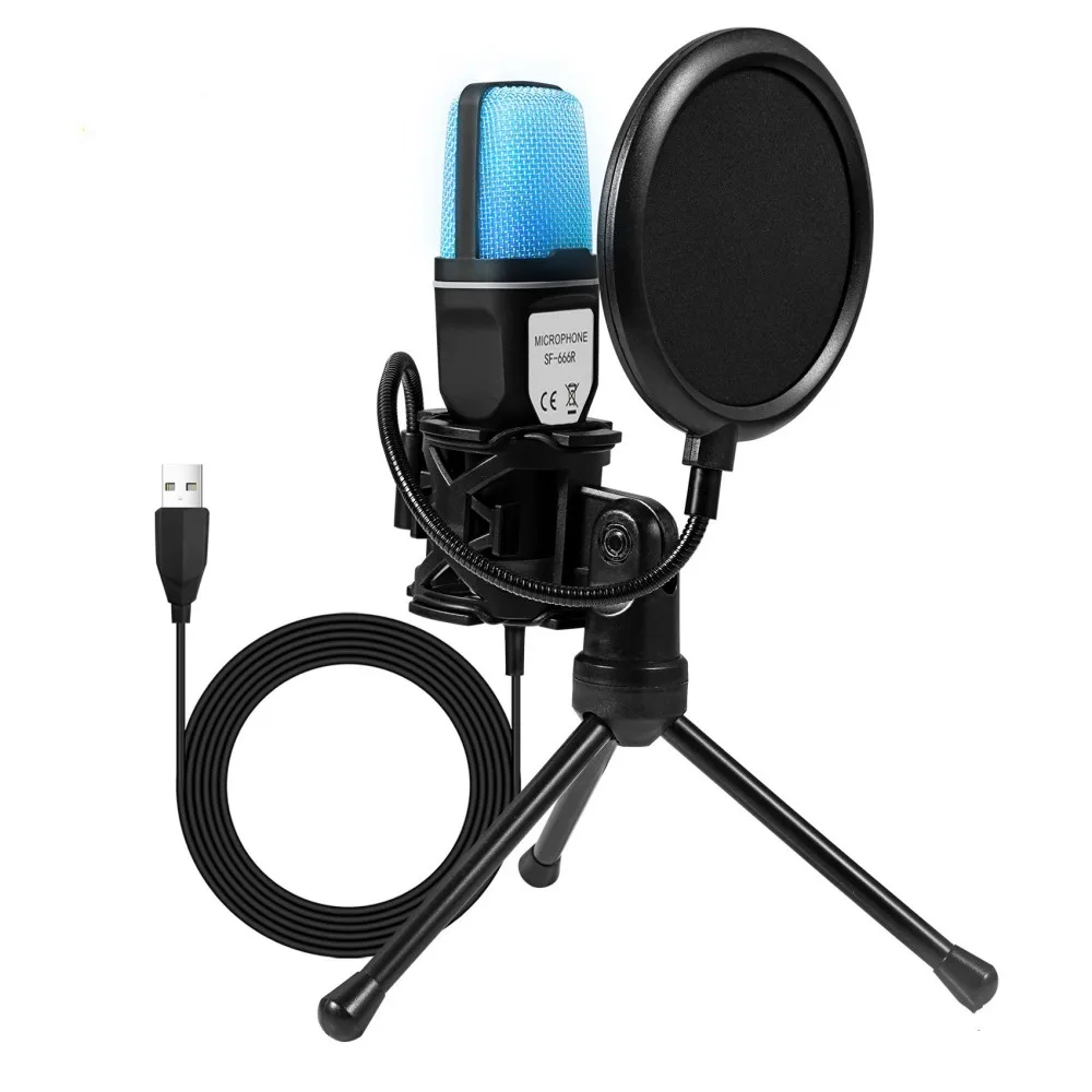 Microfono a Condensatore Professionale per Gaming, PC, Laptop, USB, per Streaming Live, Podcast, Studio, Kit per Gamer e Karaoke