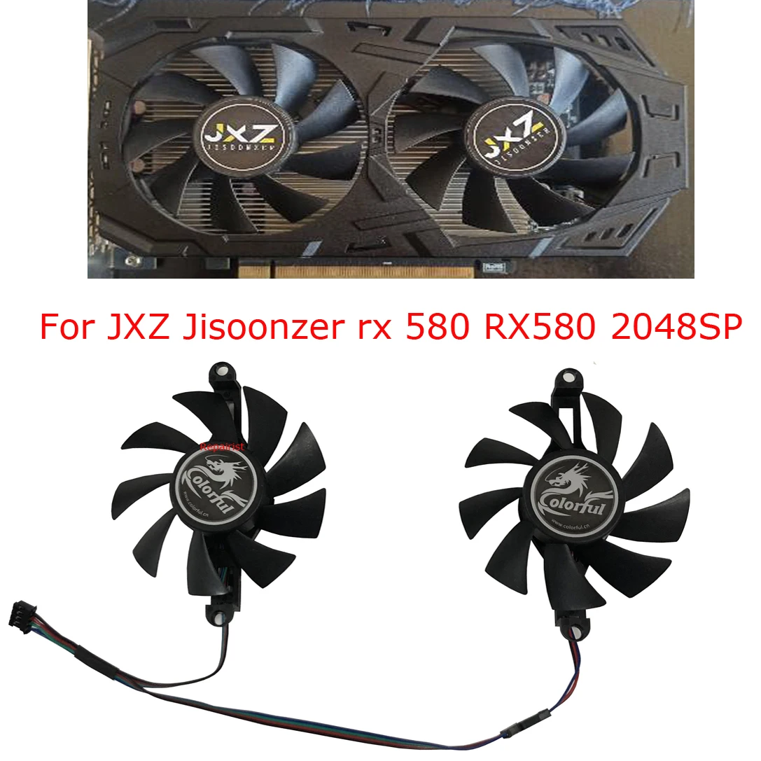 Placa gráfica Fan, Montagem Buracos Distância, JXZ Jisoonzer rx 580 2048SP, Mingzhou rx580 2048SP, 75mm de diâmetro, 8,8 cm, 2pcs por conjunto