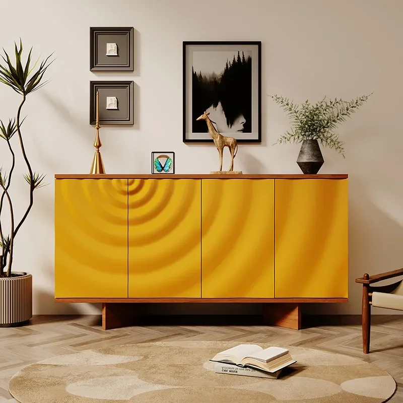 Modern Italian Style Solid Wood Wall Cabinet with Water Ripple Glass Door Luxury Living Room Dining Sideboard Decorative
