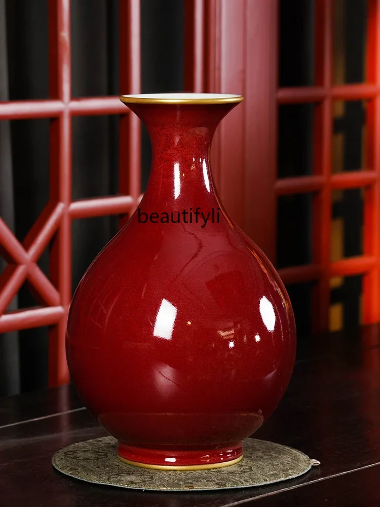 

Jingdezhen Antique Hand-Painted Ceramic Vase Decoration Living Room Porcelain Bottle New Chinese Retro Porcelain