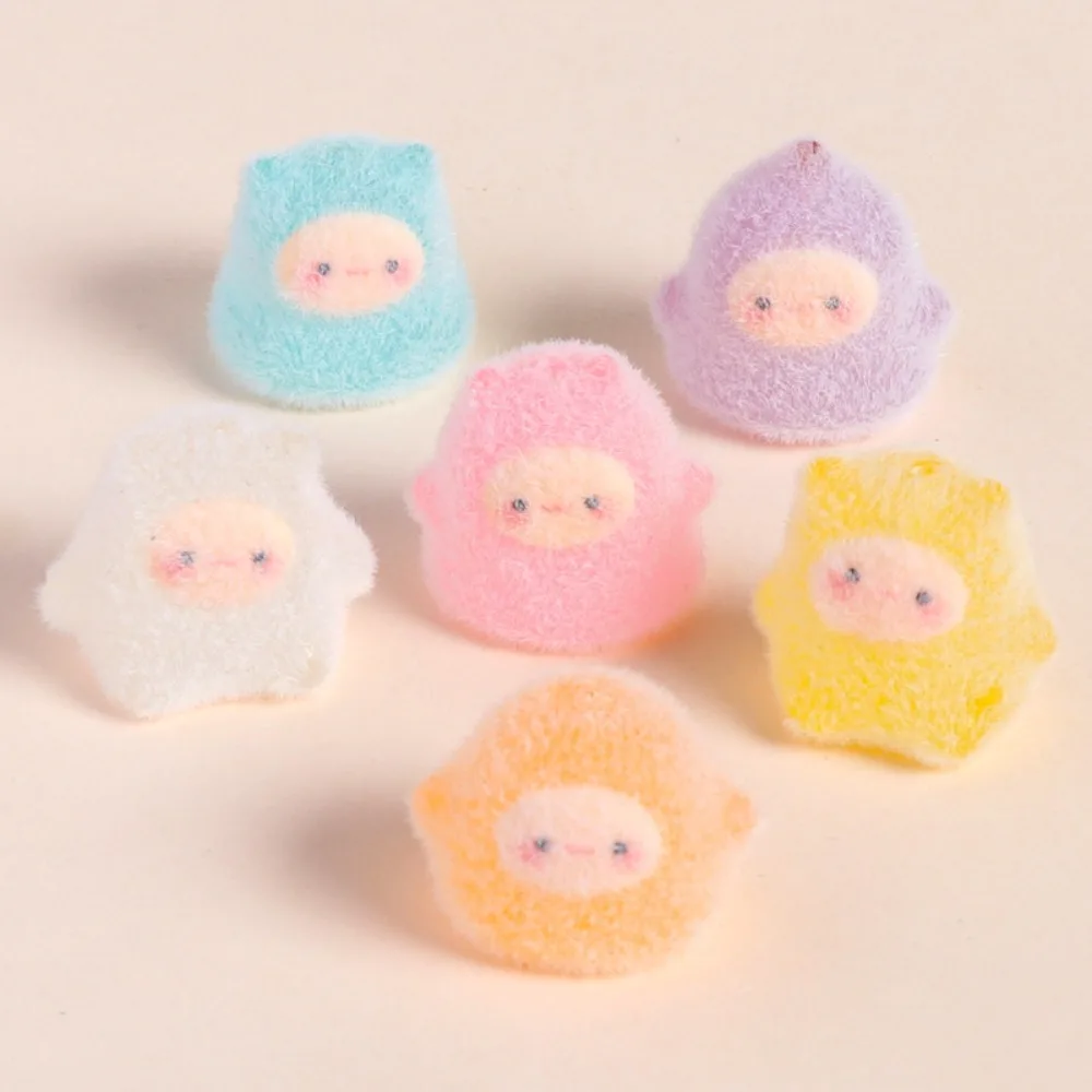 Flocked Resin Mini Ghost Figures Cute Fuzzy Kawaii Spirit Soft Micro Ornaments for DIY Fairy Garden Desk Decor Halloween Gifts
