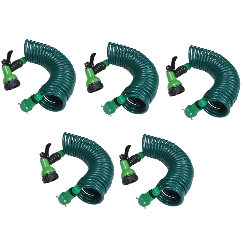 5X EVA Garden Telescopic Spring Tube Garden Hose Plastic Multifunctional Car Wash Water Spray Sprinkler For Garden