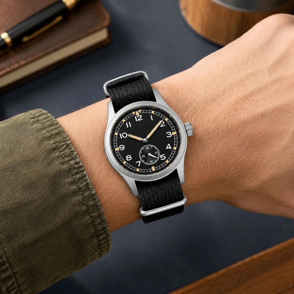 38mm Vintage Field Watch Small Second Sub-Dial Analog Luminous Watch Luminous Dial 30 Meter Waterproof Retro Watch For Women