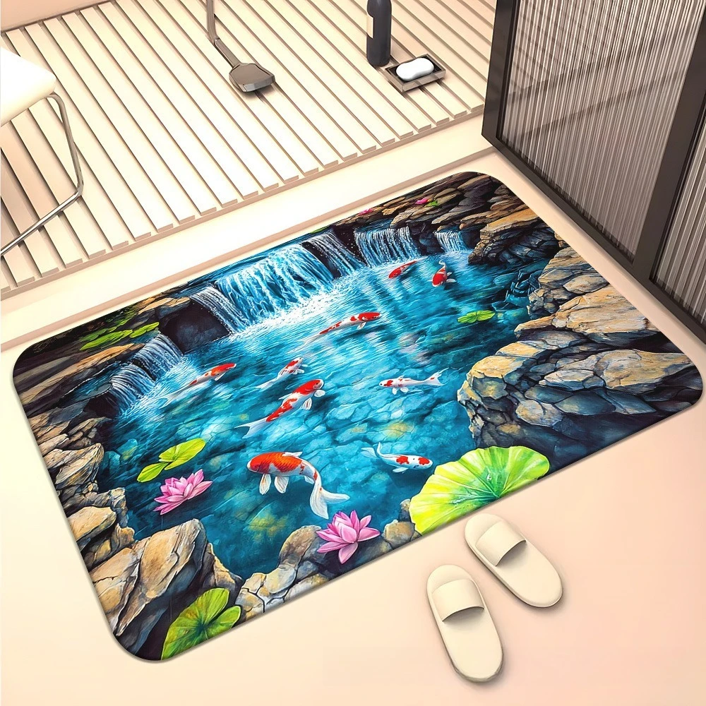3D Shark Visual Illusion Doormat Ocean Crack Stone Print Non Slip Floor Rug Indoor Entrance Welcome Home Decor Mat