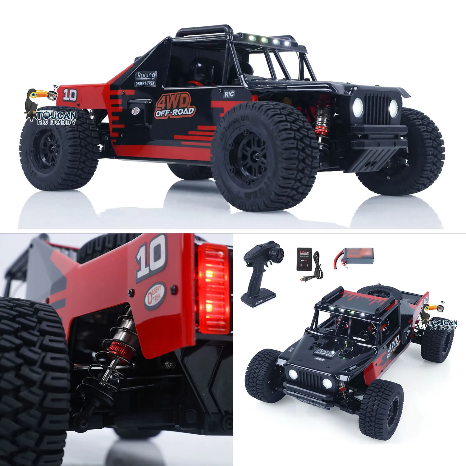

1003 1/10 Радиоуправление Пустыня Грузовик 4WD Электрический RC Внедорожник Металлический Мотор База Световая Система Гироскоп Пульт Дистанционного Управления 80 км/ч