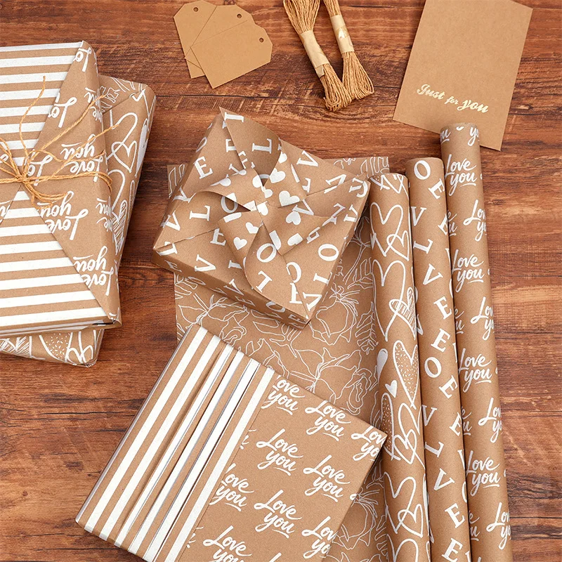 

17" X 120" Wrapping Paper Roll Love Heart Theme for Gifts Birthday Vintage White Craft Paper Graduations Engagement