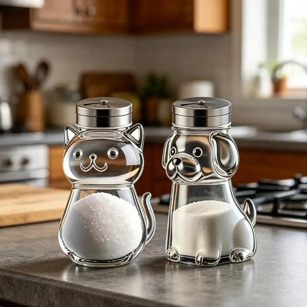 Precision Salt Shaker Camping Spice Jars Salt Pepper Shakers with Stainless Steel Lids Reusable Glass Spice Jars for Kitchen