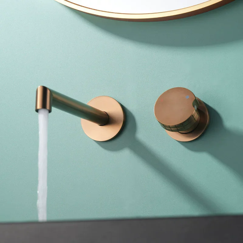 Tuqiu Brushed Rose Gold Bathroom Faucet In-Wall Gray Basin Faucet Hot and Cold Black Bathroom Sink Tap Basin Mixer Tap Set