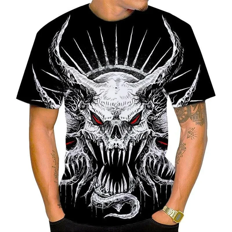 2024 New Devil Satan Print T-shirt 3D Summer Men Women Short sleeved Tee shirt Fashion Harajuku Hip Hop Casual Unisex Streetwear