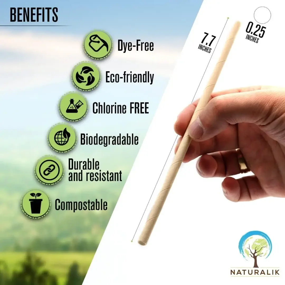 300/1000-Pack Extra Durable Brown Paper Straws Biodegradable- Premium Toxin Free Paper Straws Bulk- Drinking Straws