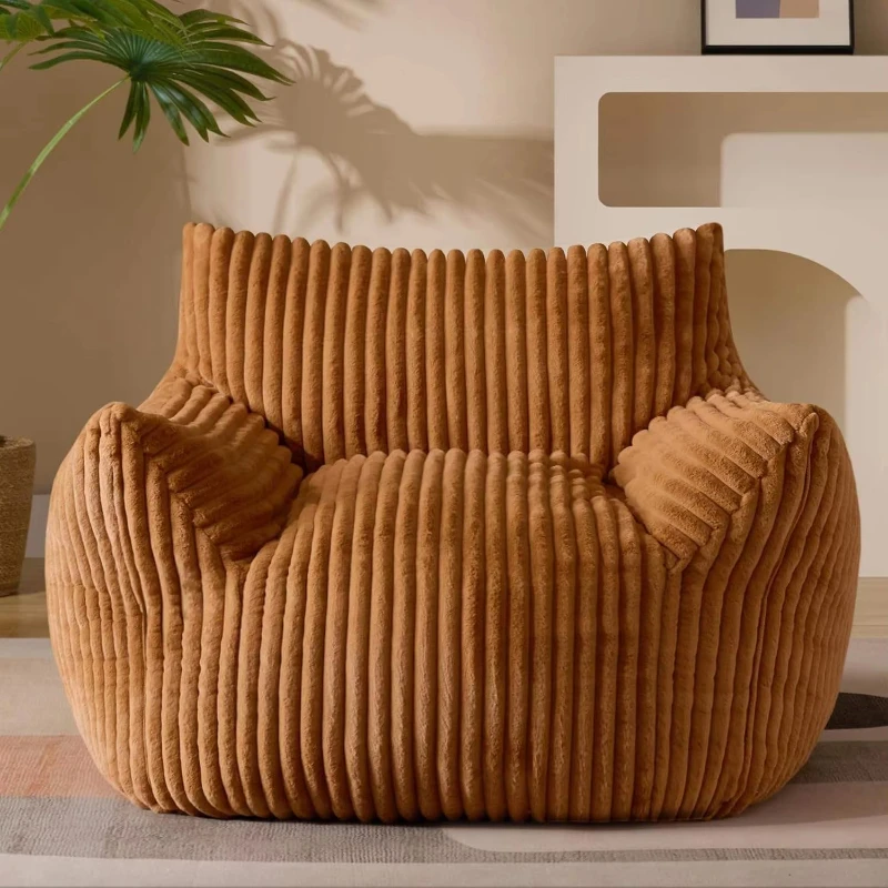 High-density foam bean bag sofa, vacuum-compressed lounge chair with removable cover, suitable for living rooms and apartments