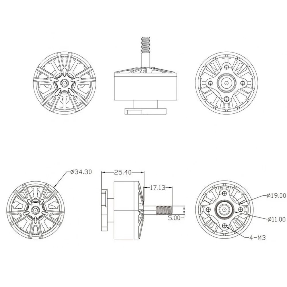 2810 Brushless Motor 900KV 1100KV 1300KV 1500KV High Thrust RC Drone Motor 2.4-2.9kg Thrust 12N14P for 7 8 Inch FPV DIY Parts