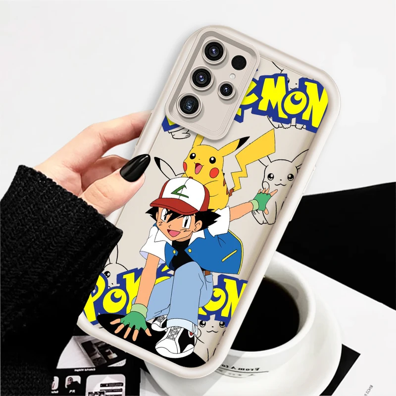 P Pokemon P Pikachu Cartoon For Samsung Note 20 S24 S23 S22 S21 S20 Ultra Plus FE A25 A23 A22 A15 A31 5G Eye Ladder Cover