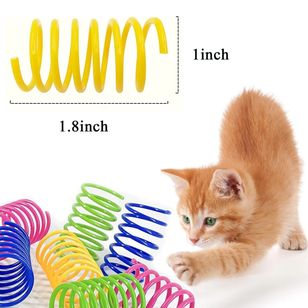 4-color plastic spring cat toy, 12 piece indoor cat coil spring set, used as an interactive toy for cats to relieve boredom