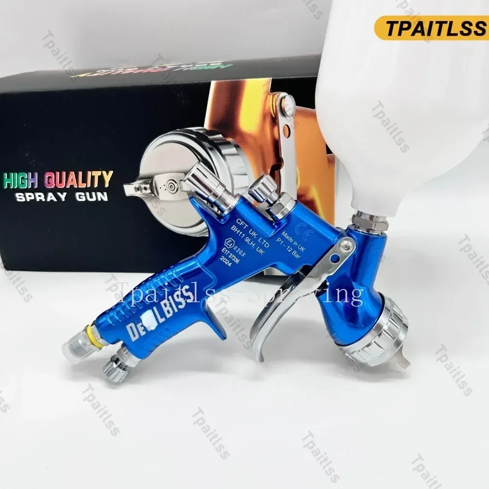 Imagem -02 - Pro-pistola de ar à Base de Água Aerógrafo Pintura Azul 1.3 mm 1.8 mm Bico 600ml Copo de Mistura Te20 T110 gt